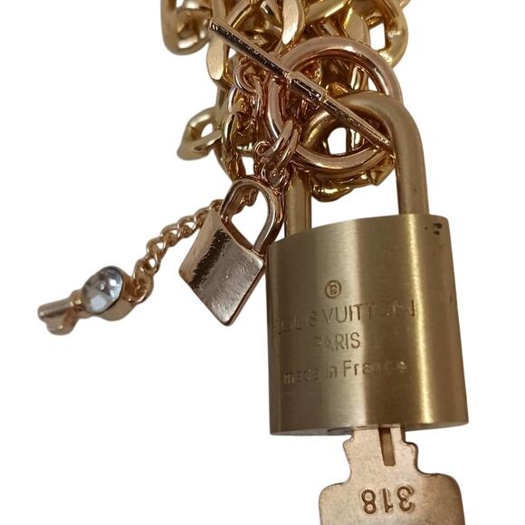Authentic Louis Vuitton Padlock Lock Key Necklace #318 Necklace Charms Preppy - Picture 13 of 13